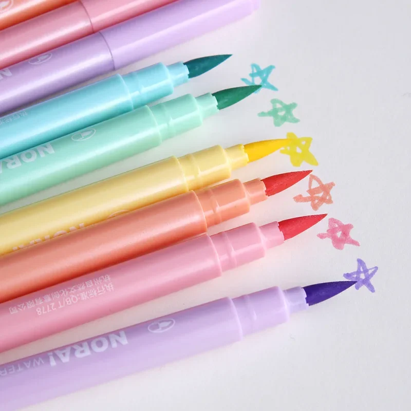 6Pcs/set Brush Highlighter Pen - Pastel Highlighter Set Double Ended 评论和价格