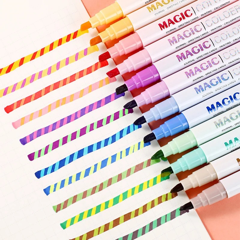 12pcs Double-ended Magic Color - Pastel Highlighter Set Double Ended 评论和价格