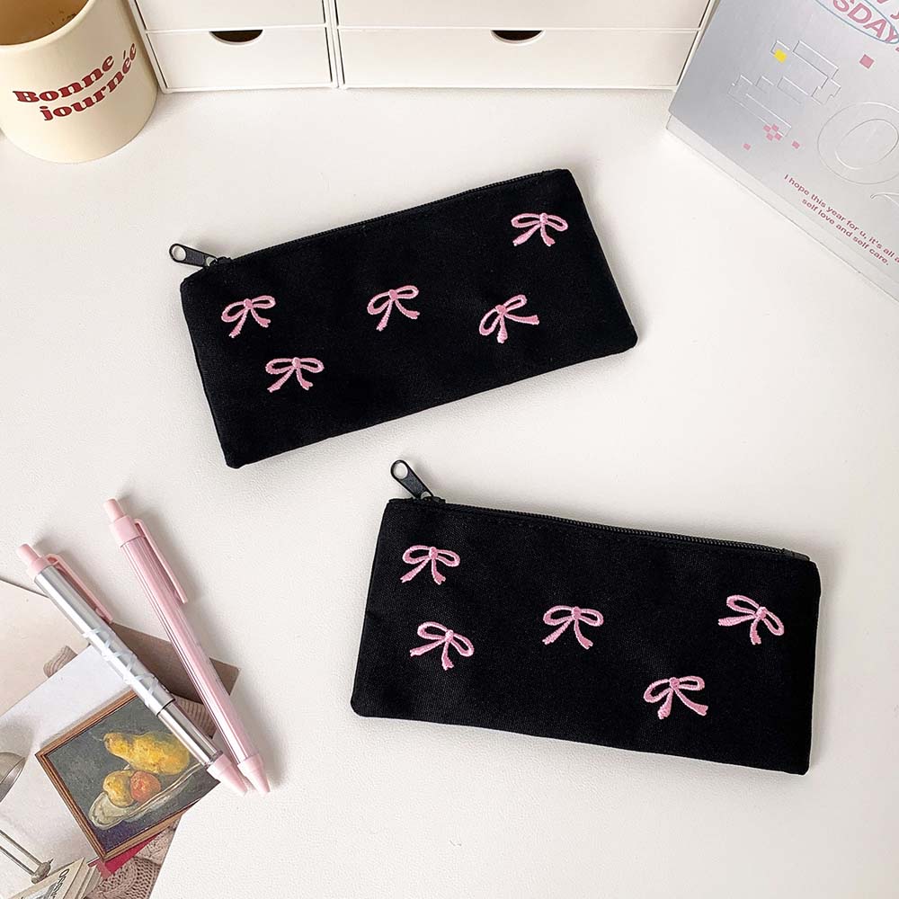 Bowknot Bow Stationery Bag Lar - Aesthetic Large Pencil Case Pouch 评论和价格