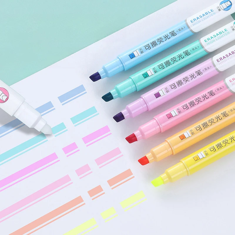6 Colors Erasable Highlighters - Pastel Highlighter Set Double Ended 评论和价格