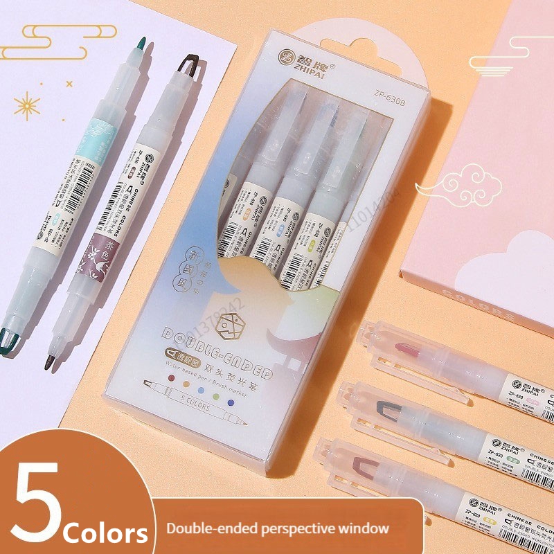 5pcs/set Double Tip Highlighte - Pastel Highlighter Set Double Ended 评论和价格