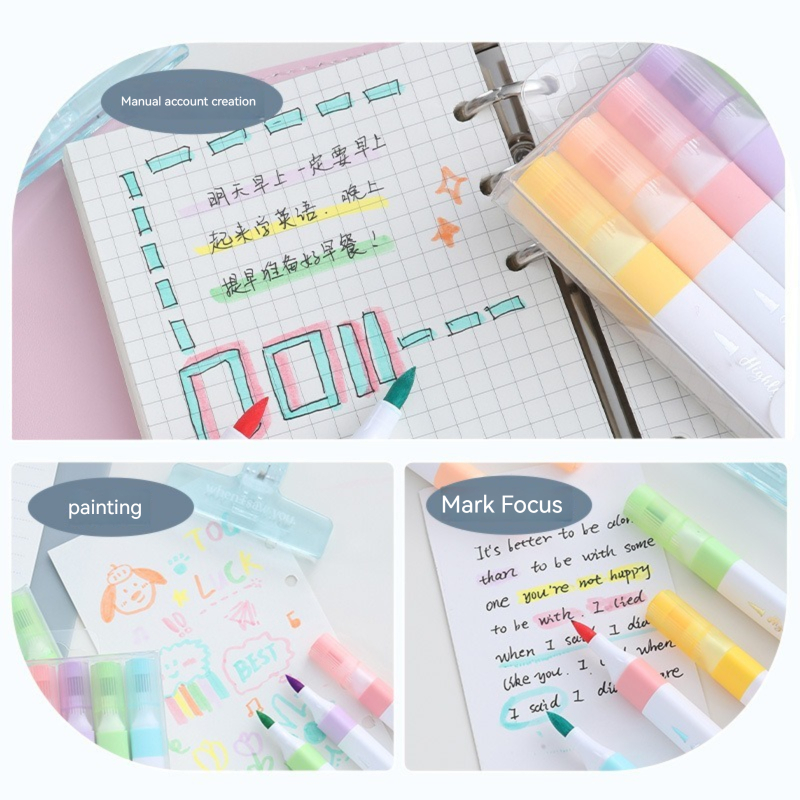 6 Colors Pastel Color Highligh - Pastel Highlighter Set Double Ended 评论和价格
