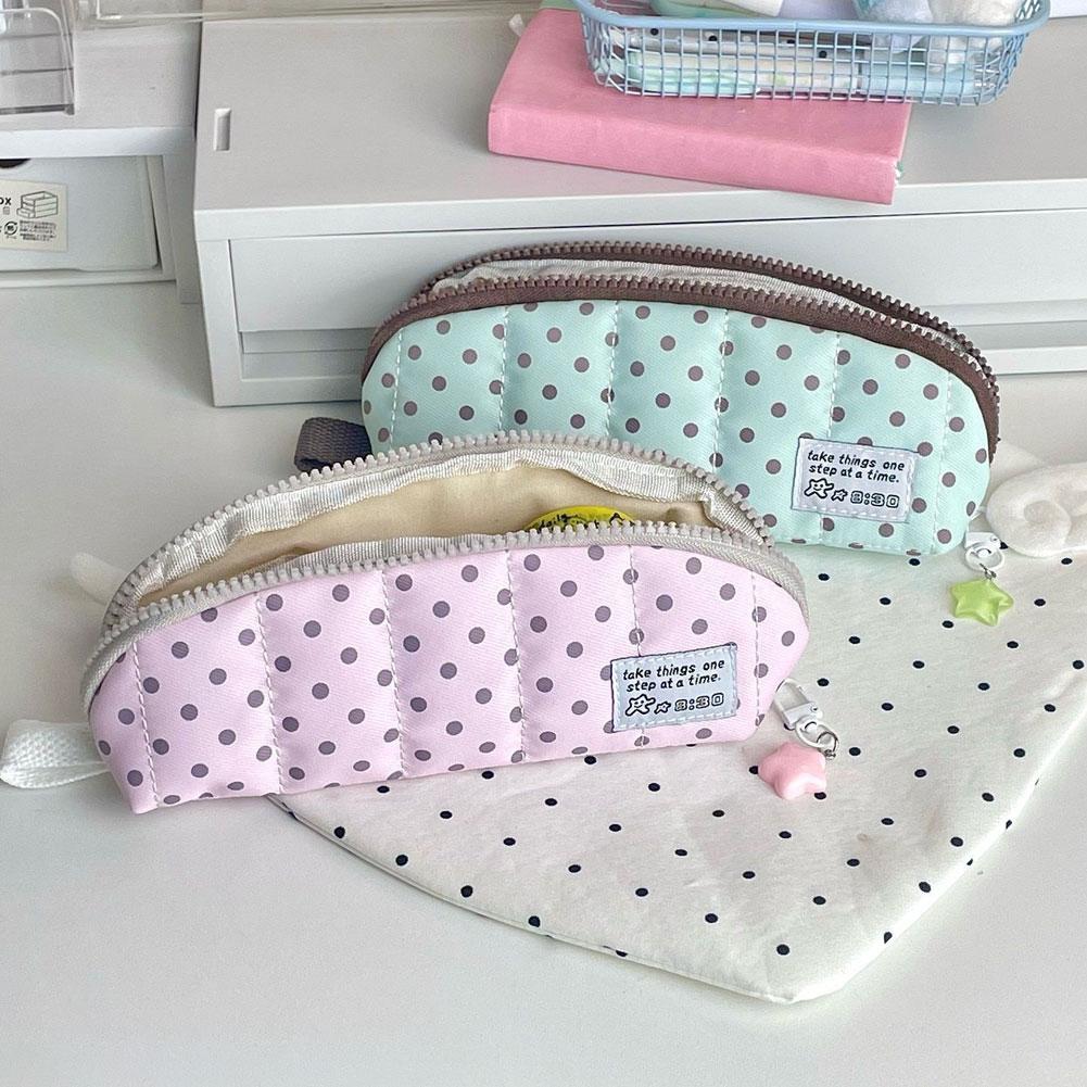 Aesthetic Polka Dot Pencil Cas - Aesthetic Large Pencil Case Pouch 评论和价格