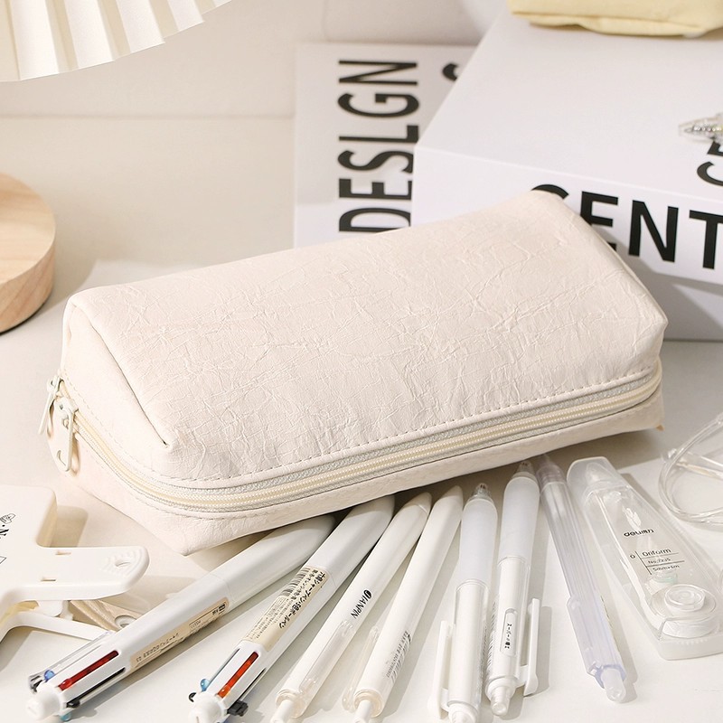 Kawaii Cream Leather Pencil Ca - Aesthetic Large Pencil Case Pouch 评论和价格