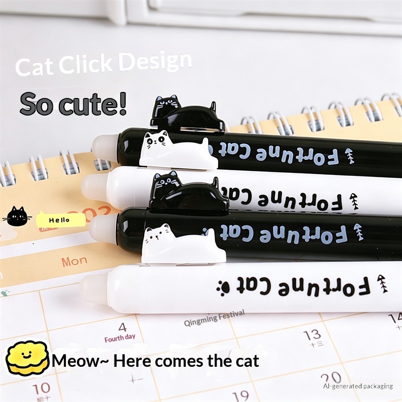 4-Pack Cute Cat Erasable Gel P - Retractable Eraser Pen Click 评论和价格