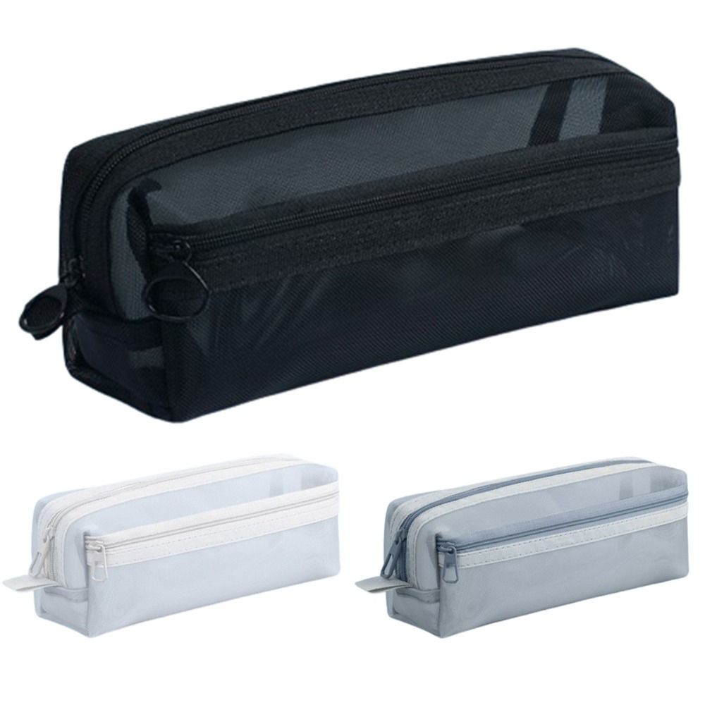 Large Capacity Double-Layer Me - Clear Mesh Pencil Pouch For Exam 评论和价格