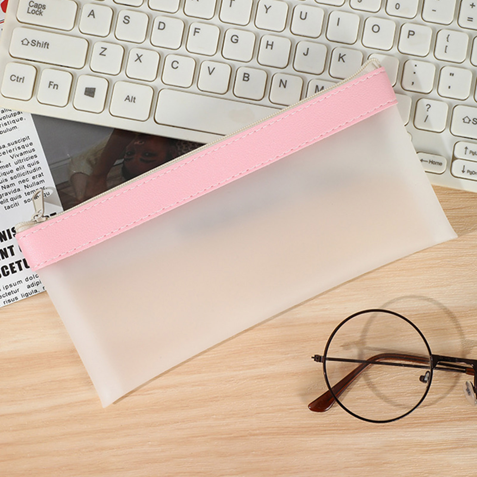 Transparent Frosted Pencil Cas - Aesthetic Large Pencil Case Pouch 评论和价格