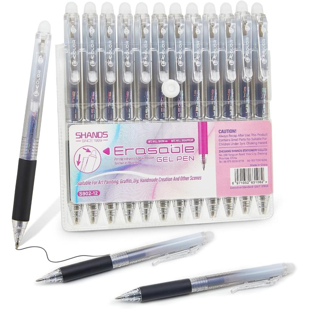 12-Pack 0.7mm Erasable Gel Pen - Retractable Eraser Pen Click 评论和价格