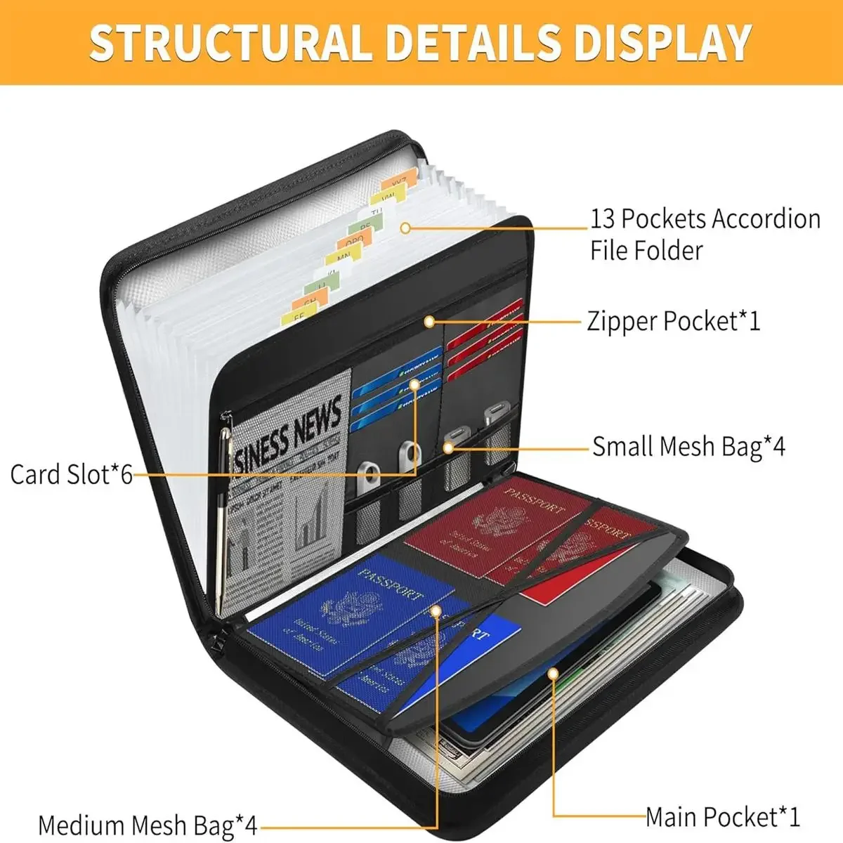 Fireproof Waterproof Expanding - Expandable Accordion File Folder 13 Pockets 评论和价格