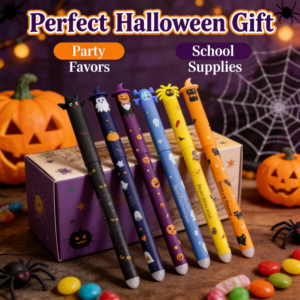 1-6Pcs Halloween Erasable Gel  - Retractable Eraser Pen Click 评论和价格