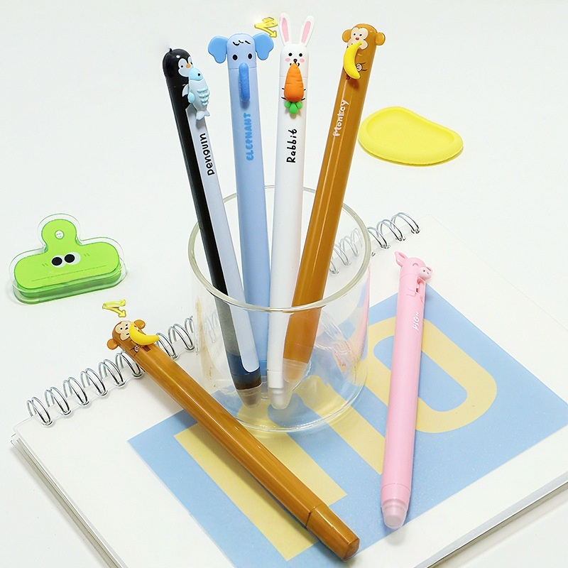 6 Pack Cute Cartoon Animal Ret - Retractable Eraser Pen Click 评论和价格